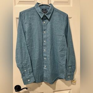 NWT American Rag Men Medium Blue Button Down Long Sleeve Shirt Cotton Blend